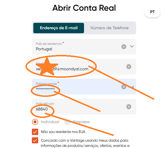 Código de Referência VantageFx