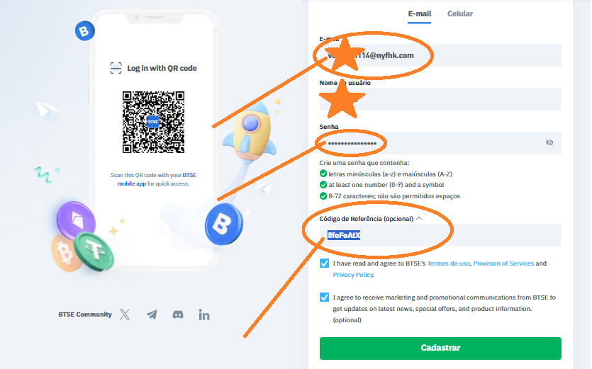 Código promocional bónus de inscrição na BTSE: GRÁTIS