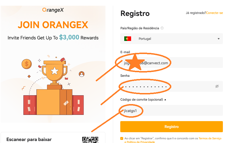Código de Convite OrangeX