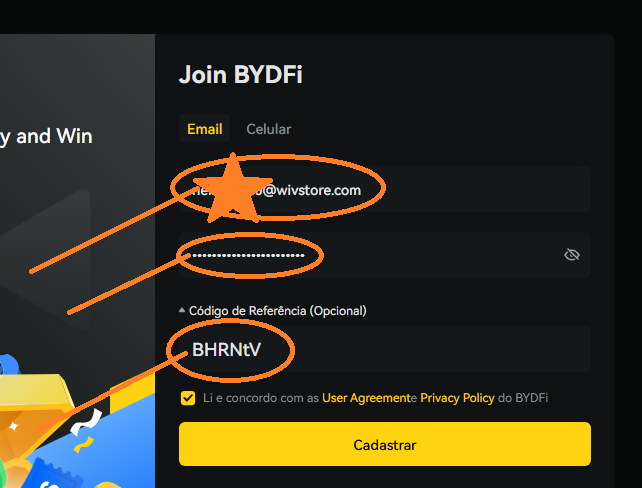 Código de convite BYDFi "BHRNtV"